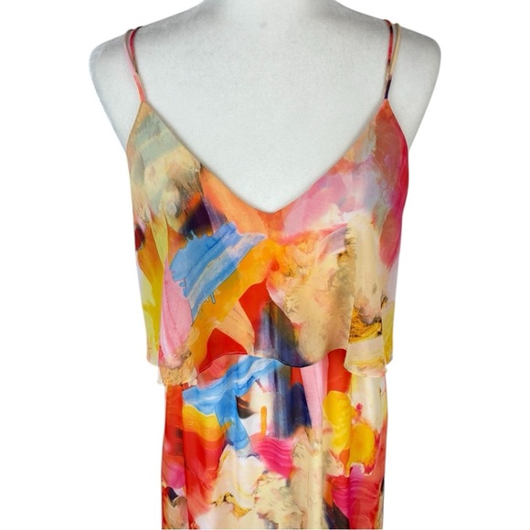 H&M Watercolor Spaghetti Strap Summer Maxi Dress Size 8 - Picture 4 of 10